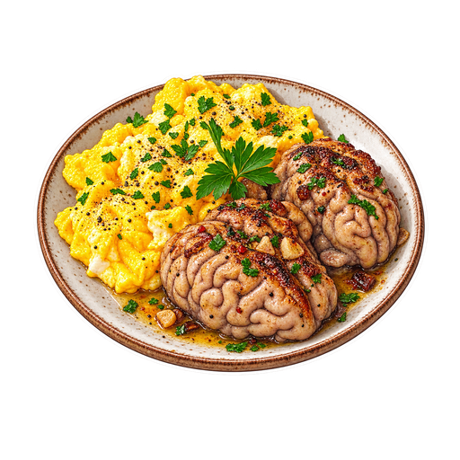 Brains and eggs sticker illustration