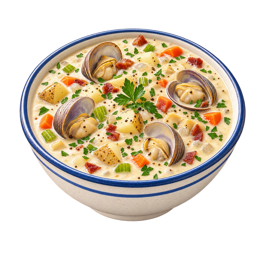 Californian clam chowder sticker illustration