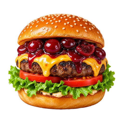 Cherry burger sticker illustration