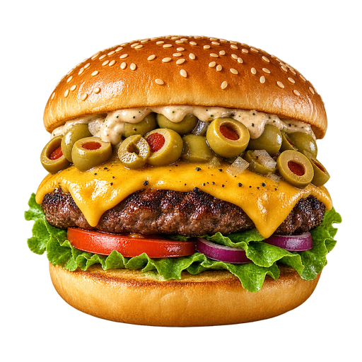 Olive Burger sticker illustration