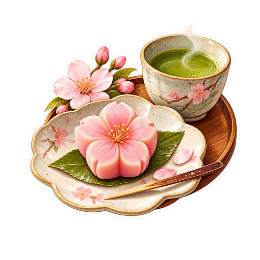 Wagashi sticker illustration