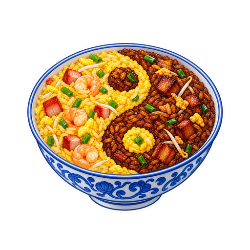 Yin Yang Fried Rice sticker illustration